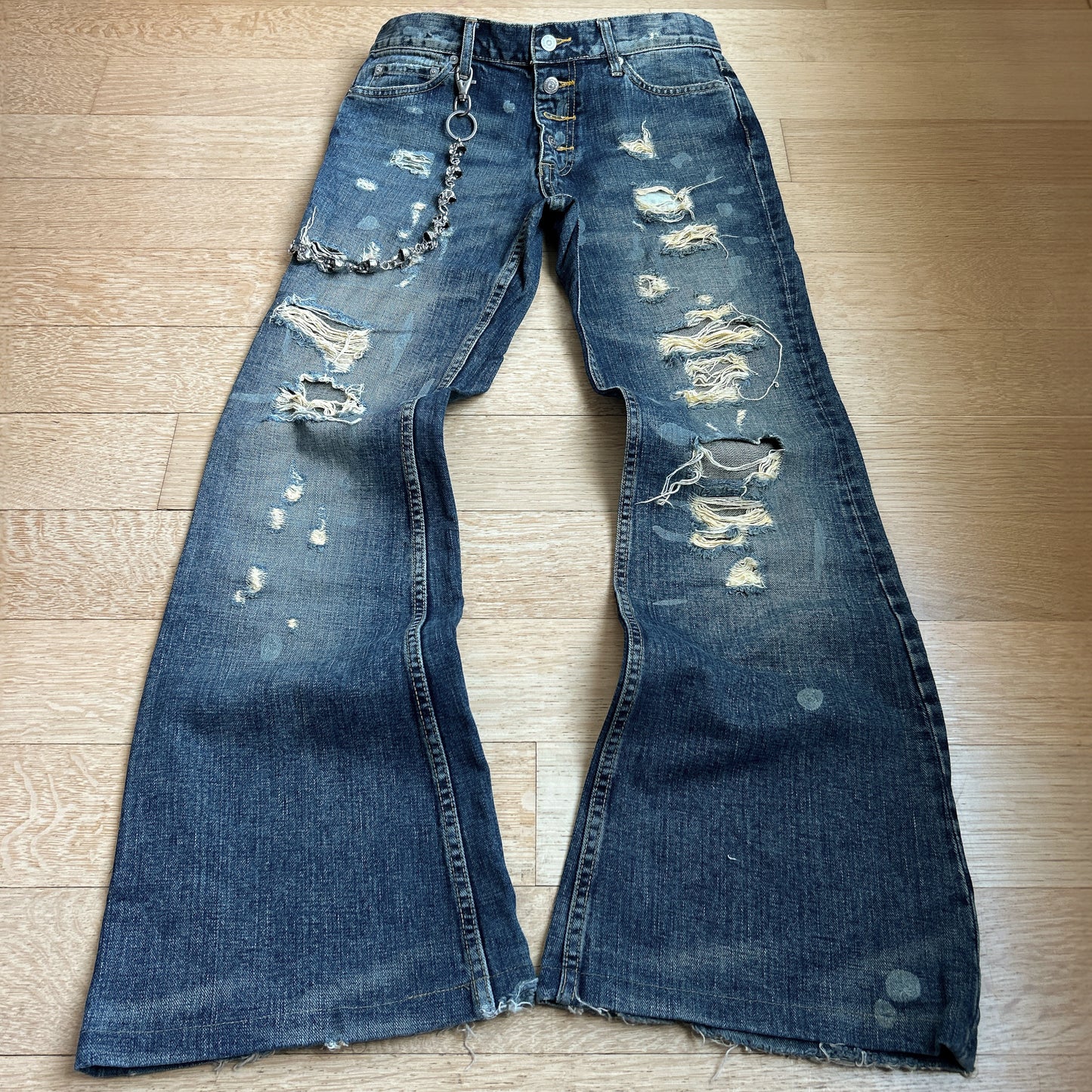 Tornado Mart Distressed Mudwash Flared Jeans