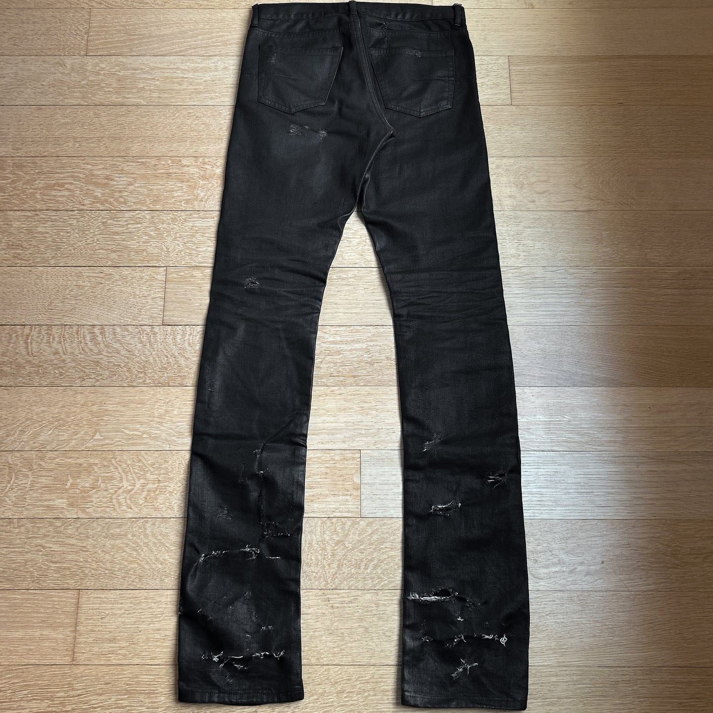 SS04 Dior by Hedi Slimane “Strip” Distressed Waxed Jeans