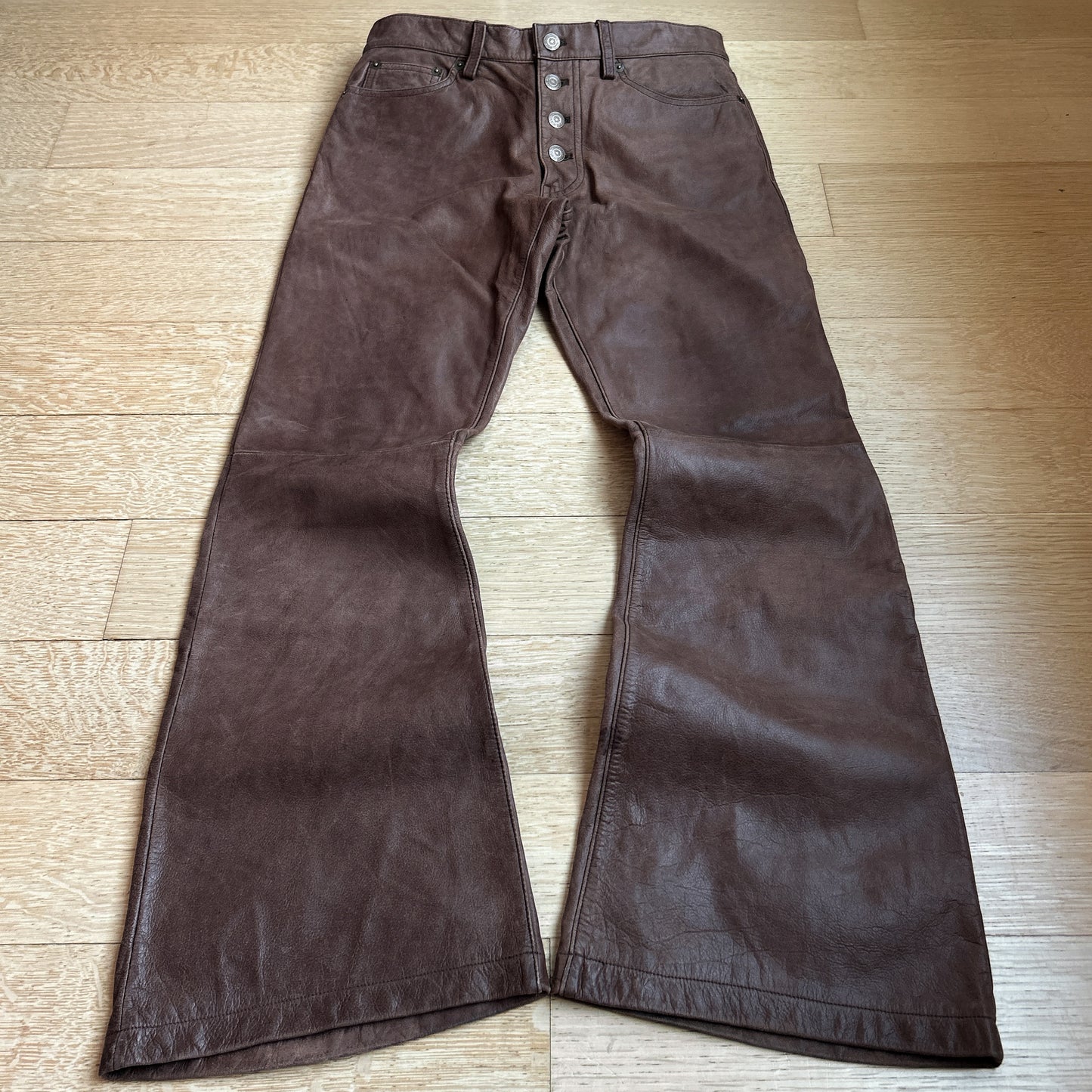 Tornado Mart Brown Cowhide Flared Pants