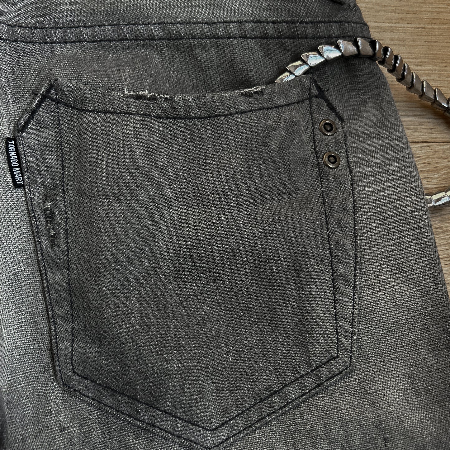 Tornado Mart “Cross” Washed Grey Flared Jeans