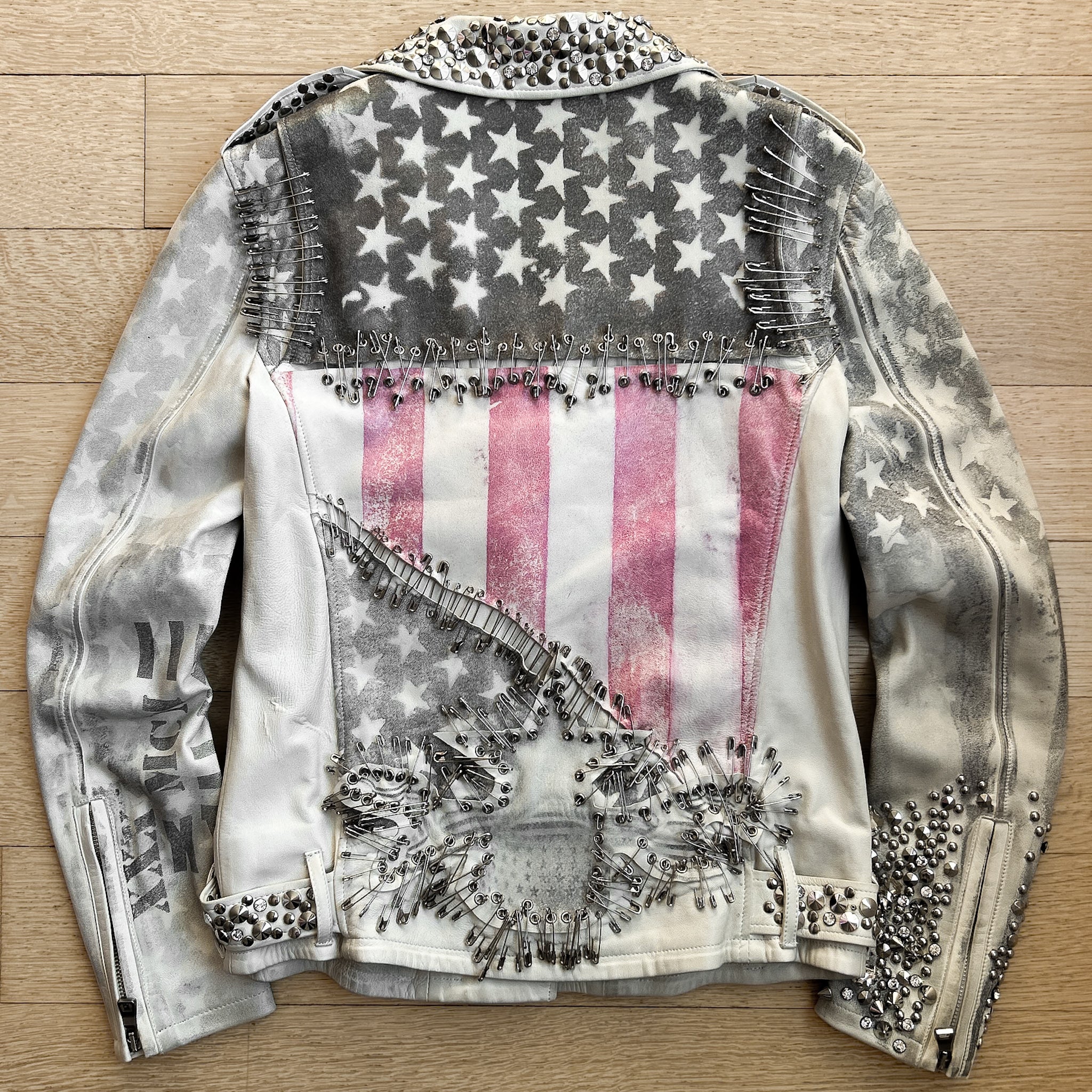 SS11 Balmain Flag Embellished Safety Pin Jacket
