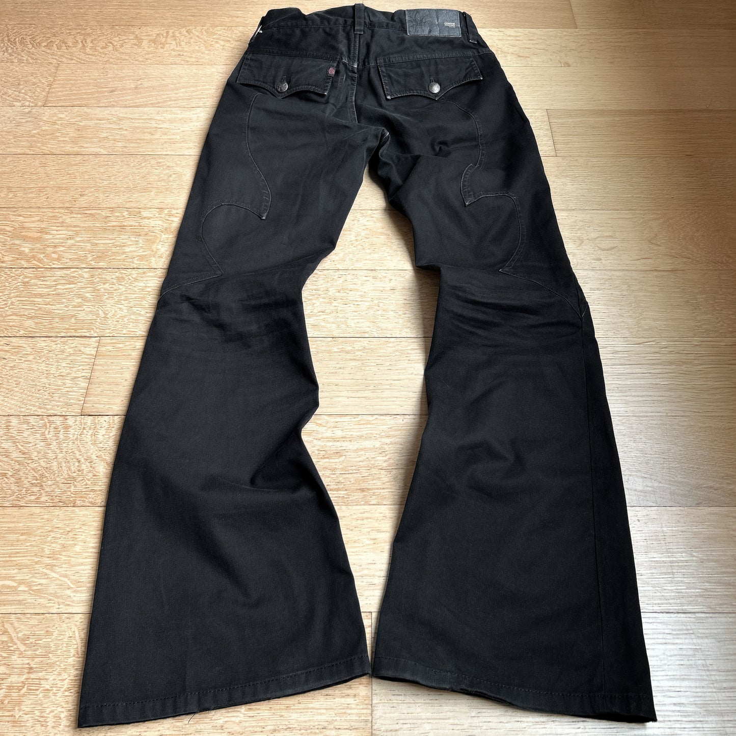 2000s Custom Culture Black Panelled Flared Jeans