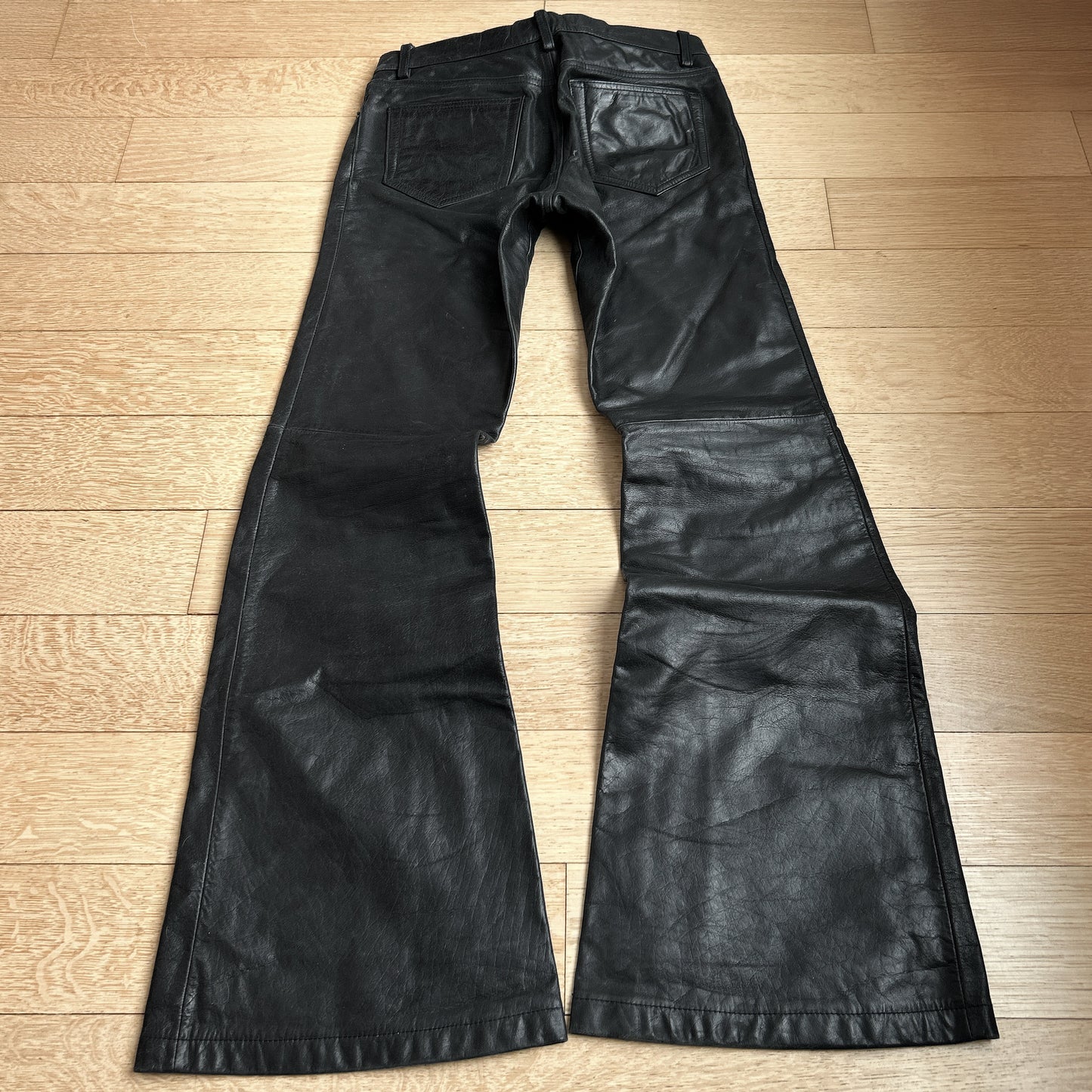 Tornado Mart Flared Black Leather Pants