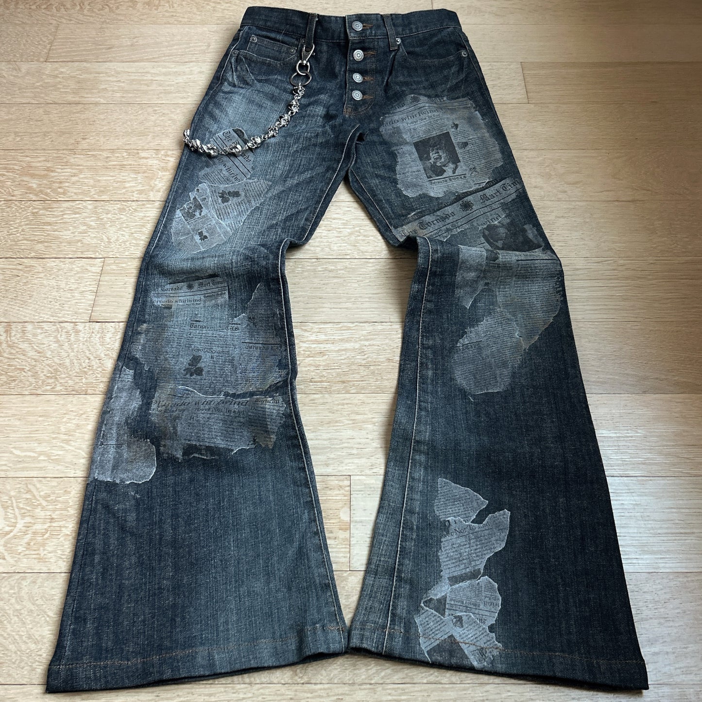 Tornado Mart “Newspaper” Flared Jeans