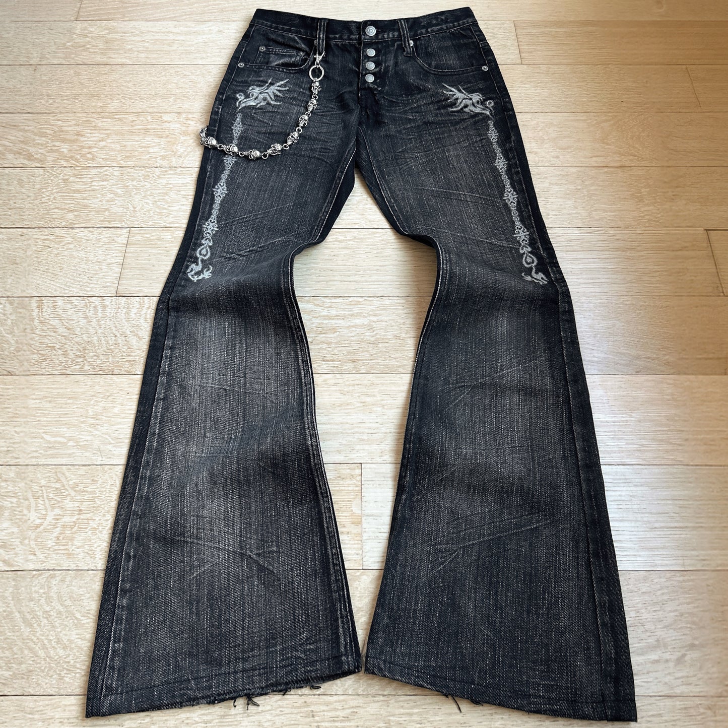 Tornado Mart “Tribal” Washed Flared Jeans