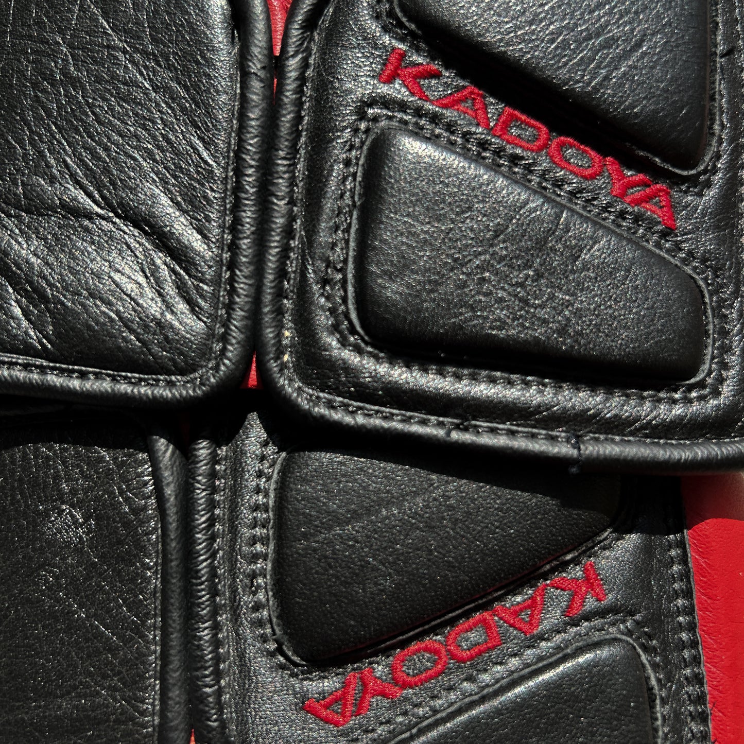 2000s Kadoya Red Motorcycle Gloves with Carbon Fiber Detailing