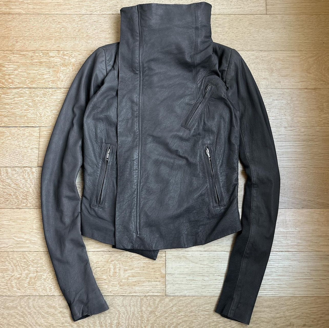 SS11 Rick Owens Asymmetrical Sheepskin Biker Jacket – goatskn