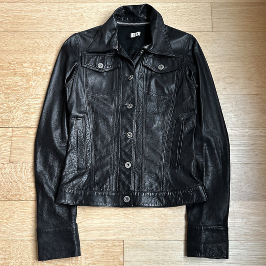 L.G.B Black Lambskin Trucker Jacket