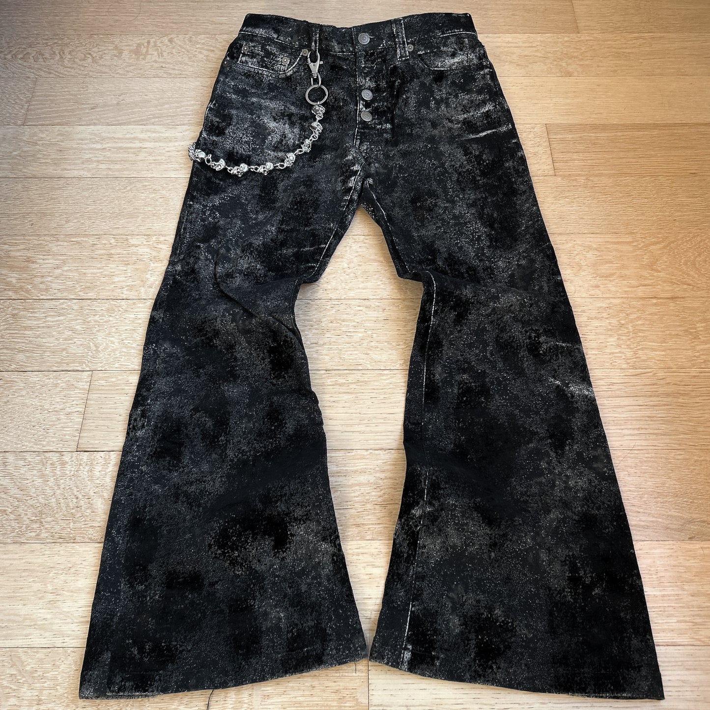 Tornado Mart Textured Black Flared Jeans