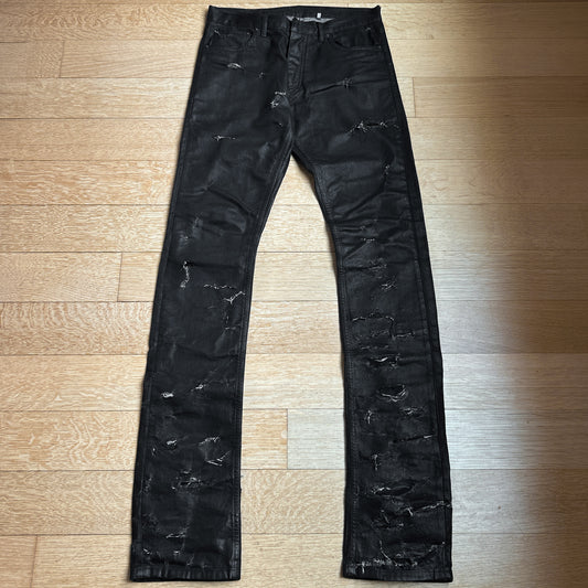 SS04 Dior by Hedi Slimane “Strip” Distressed Waxed Jeans