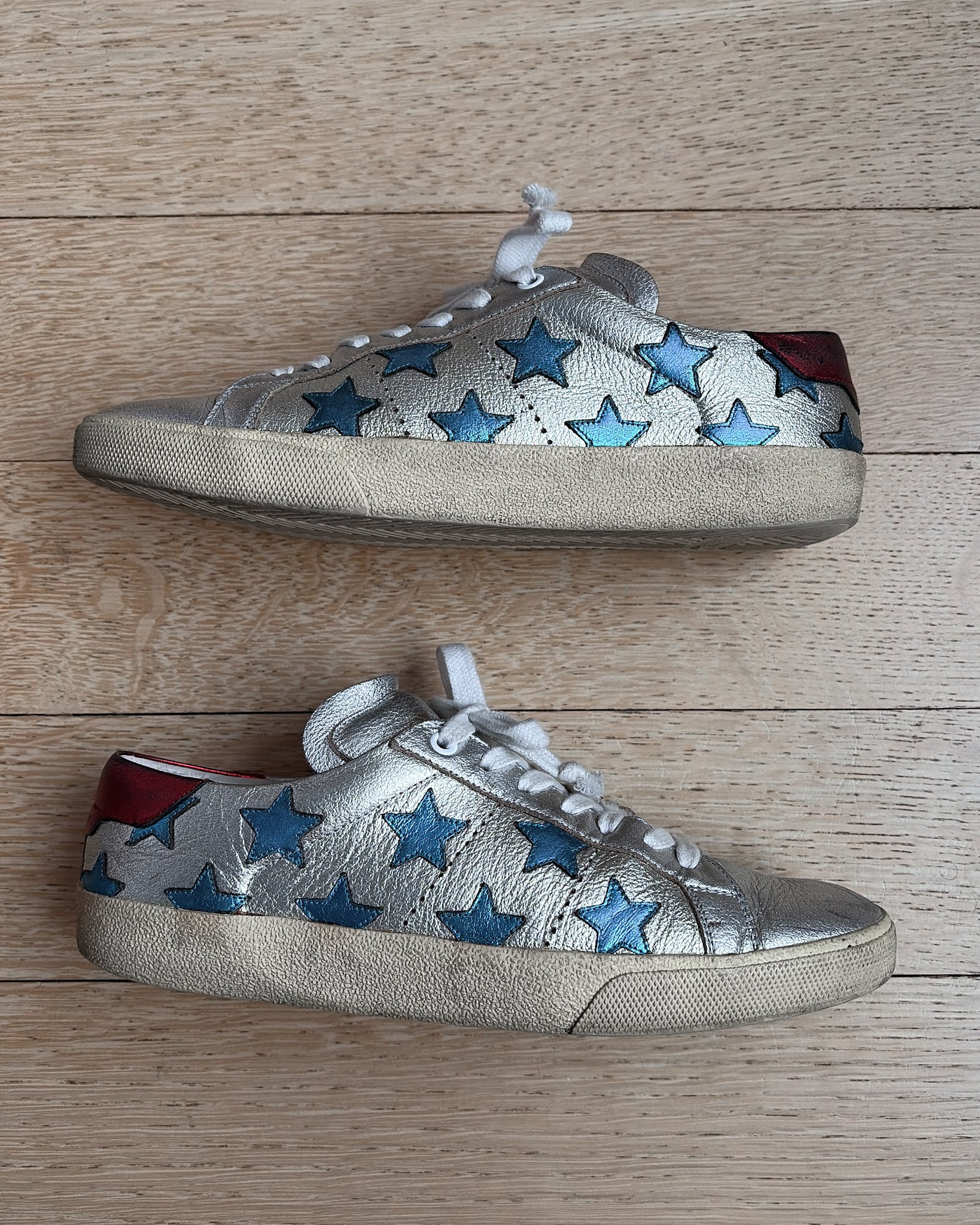 Saint Laurent Blue and Red Star Sneakers