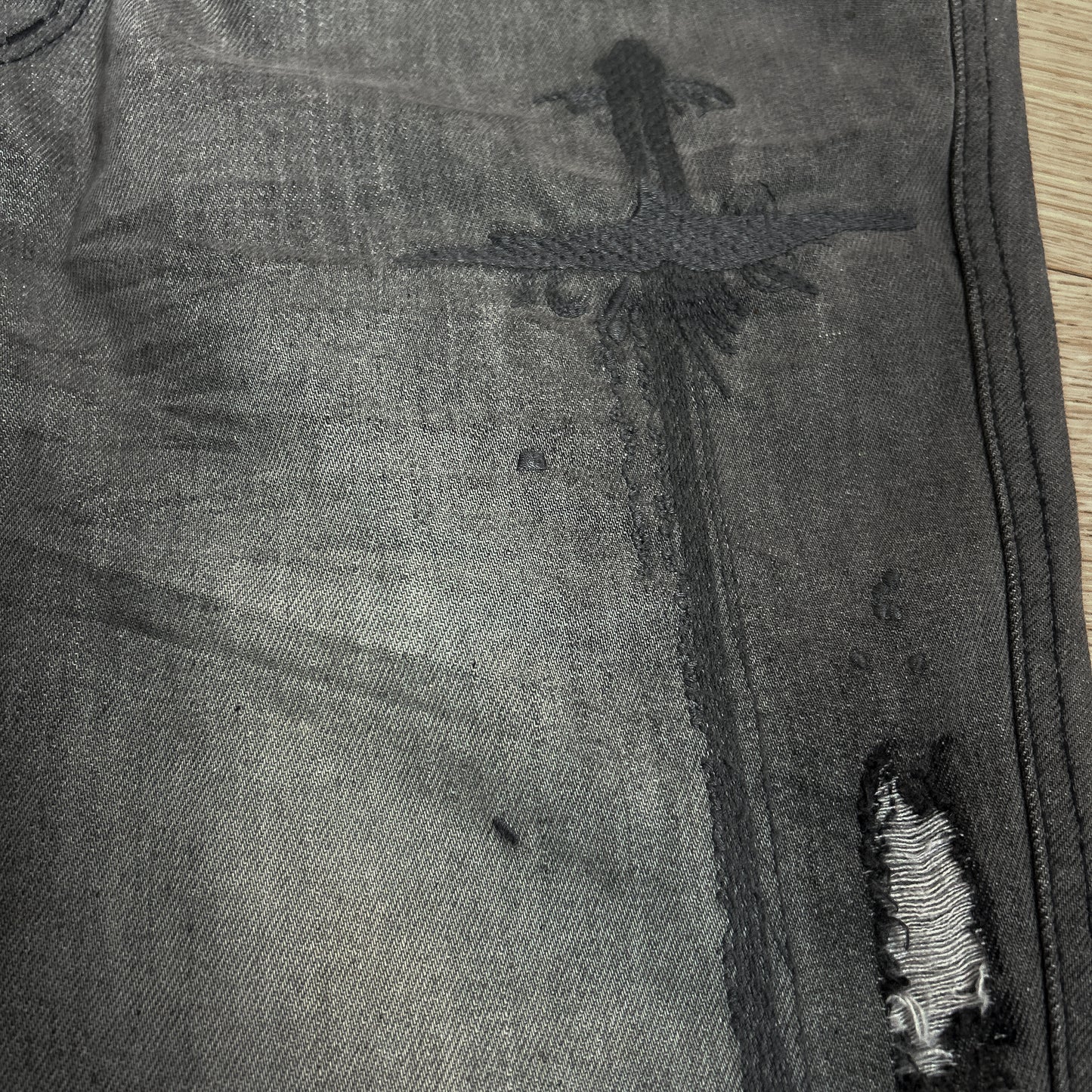 Tornado Mart “Cross” Washed Grey Flared Jeans