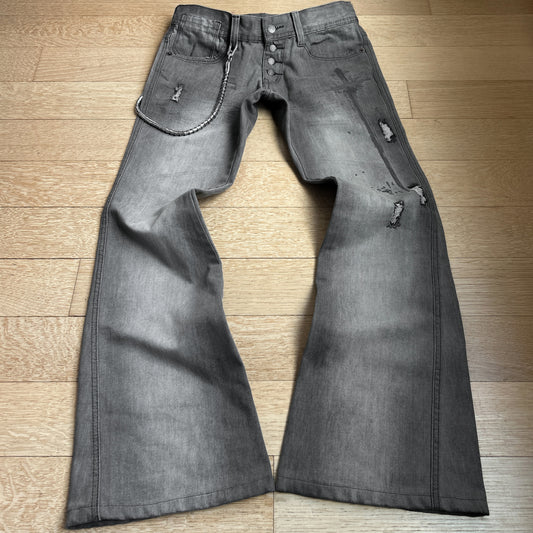 Tornado Mart “Cross” Washed Grey Flared Jeans