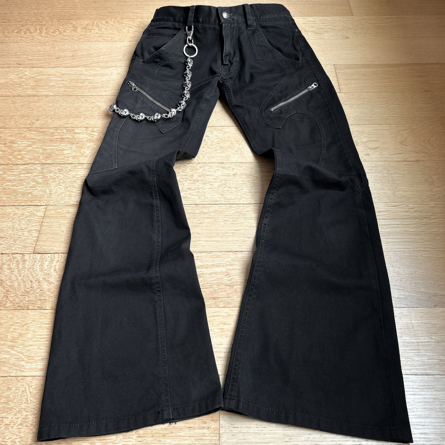 2000s Custom Culture Black Panelled Flared Jeans