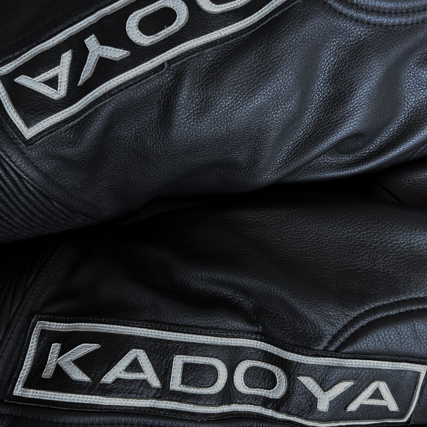 90s Kadoya Armored Leather Spell-out Motorcycle Pants