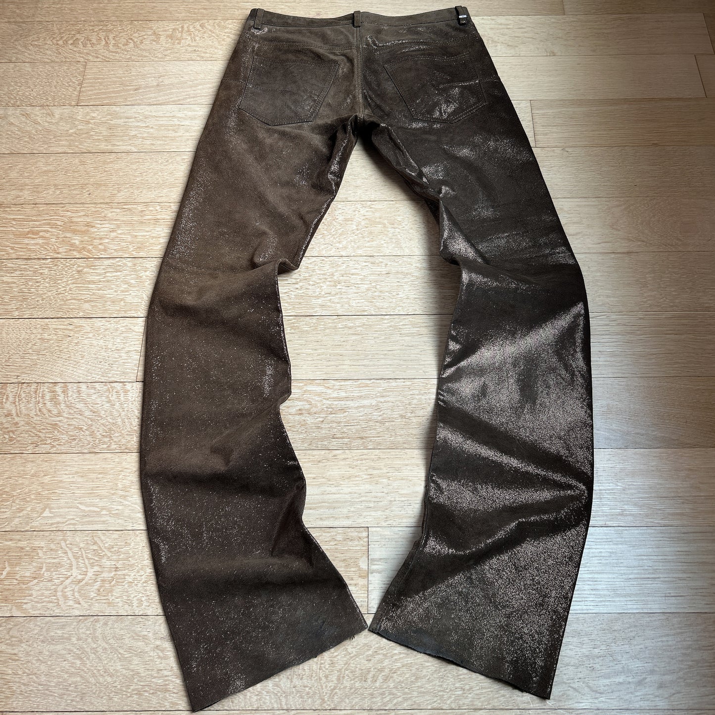 AW05 Dior Homme by Hedi Slimane Gold Glitter Suede Pants