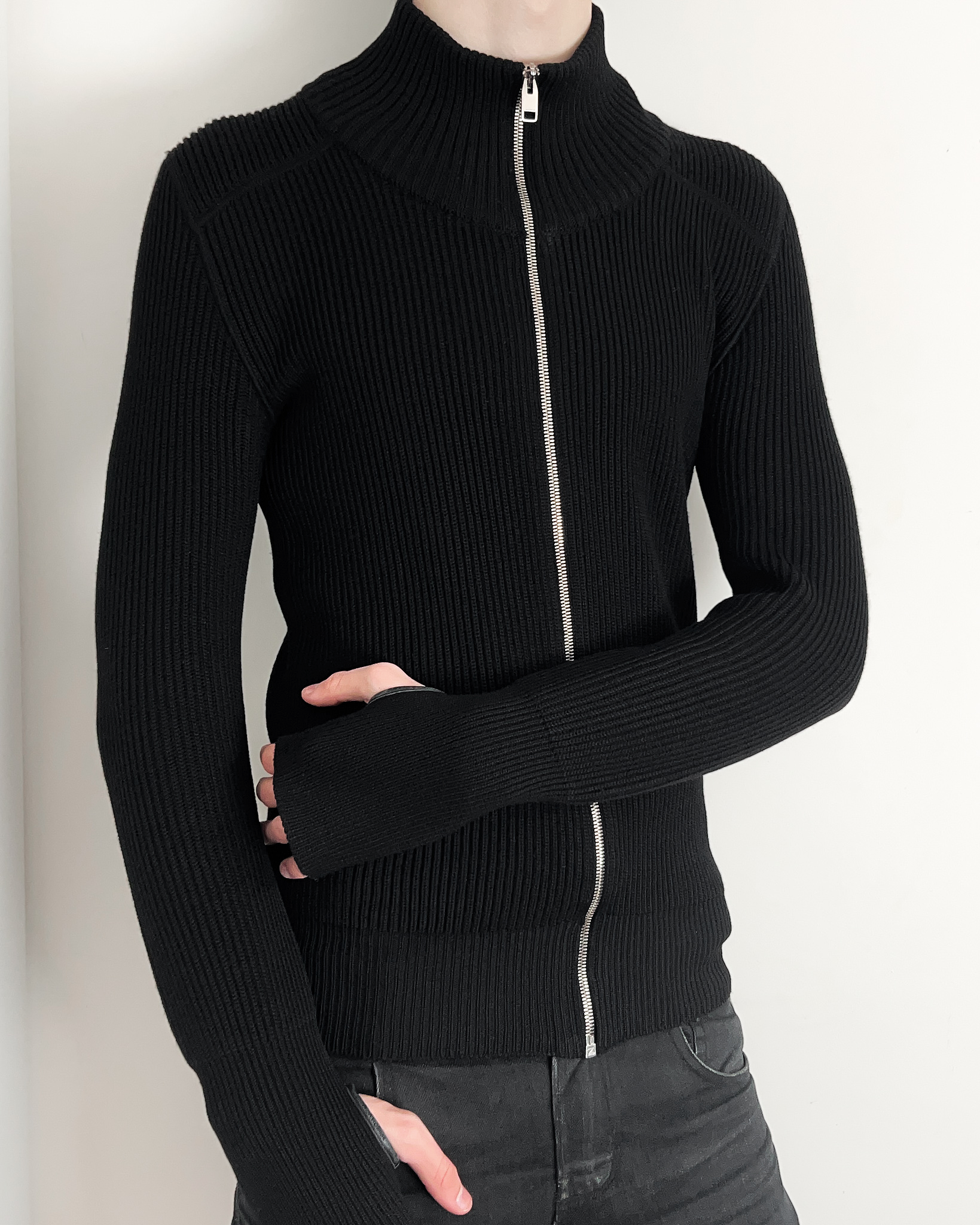 AW07 Dior Homme “Navigate” Wool Knitted Zip-Up