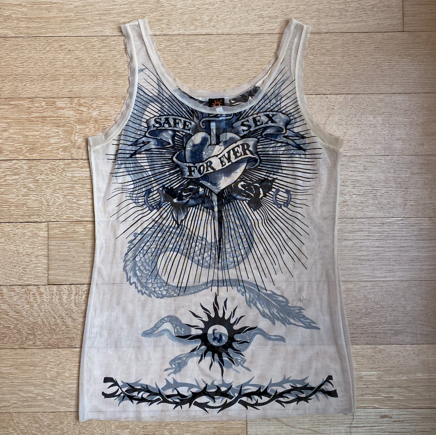 SS96 Jean Paul Gaultier Safe Sex Forever Mesh Tank Top