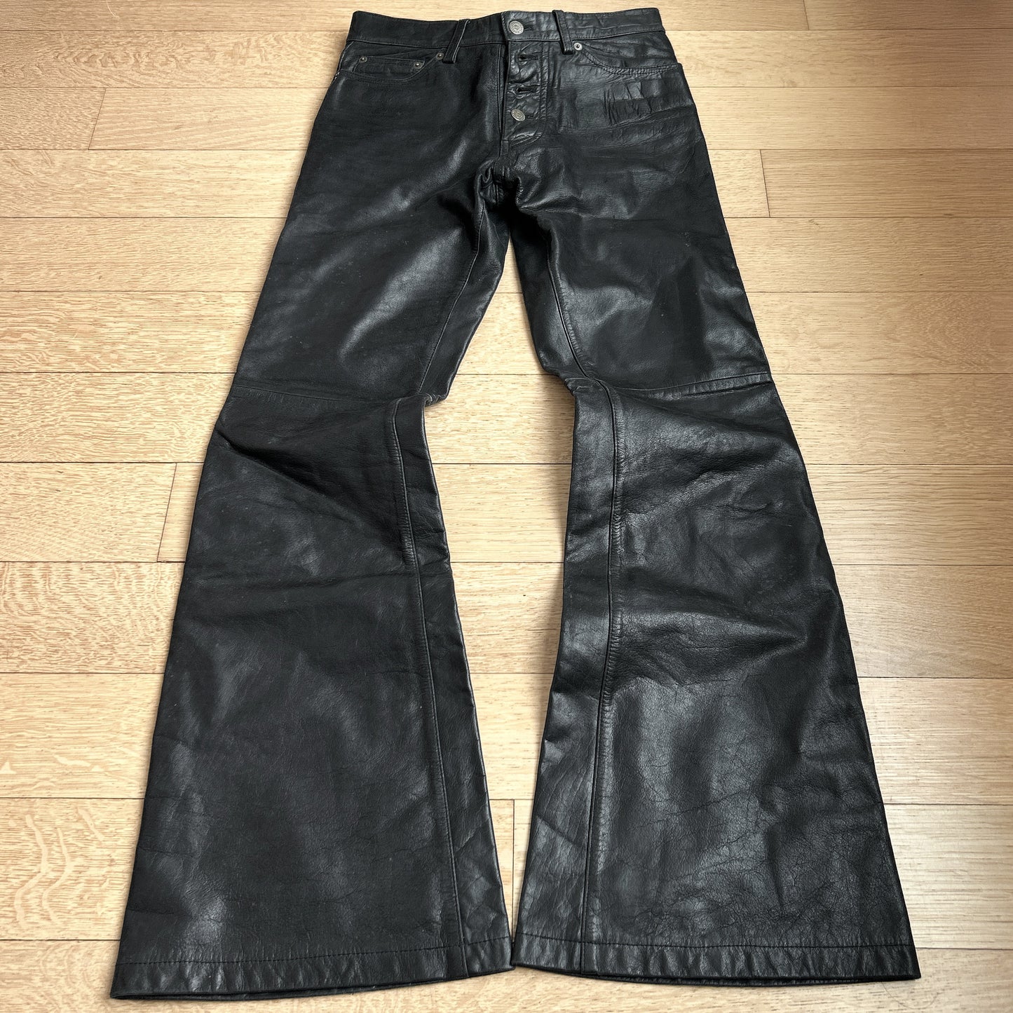 Tornado Mart Flared Black Leather Pants