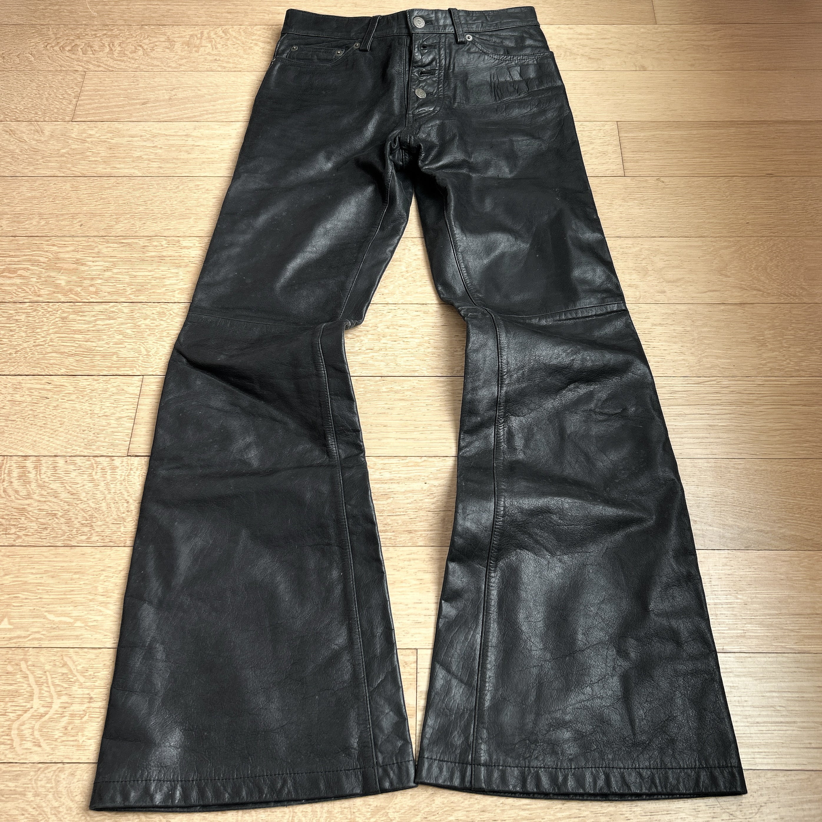 Tornado Mart Flared Black Leather Pants