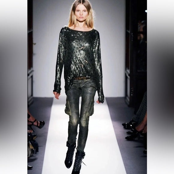 SS10 Balmain Oil Washed Lambskin Capris