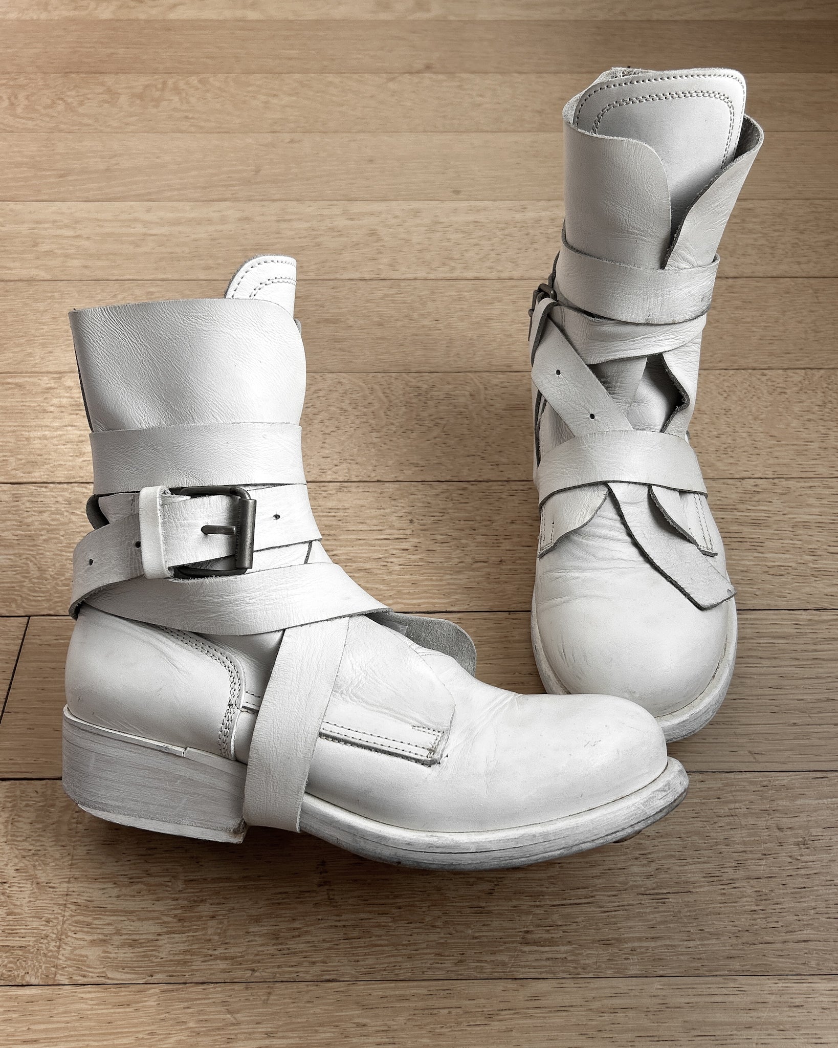 AW98 Dirk Bikkembergs White Belted Boots