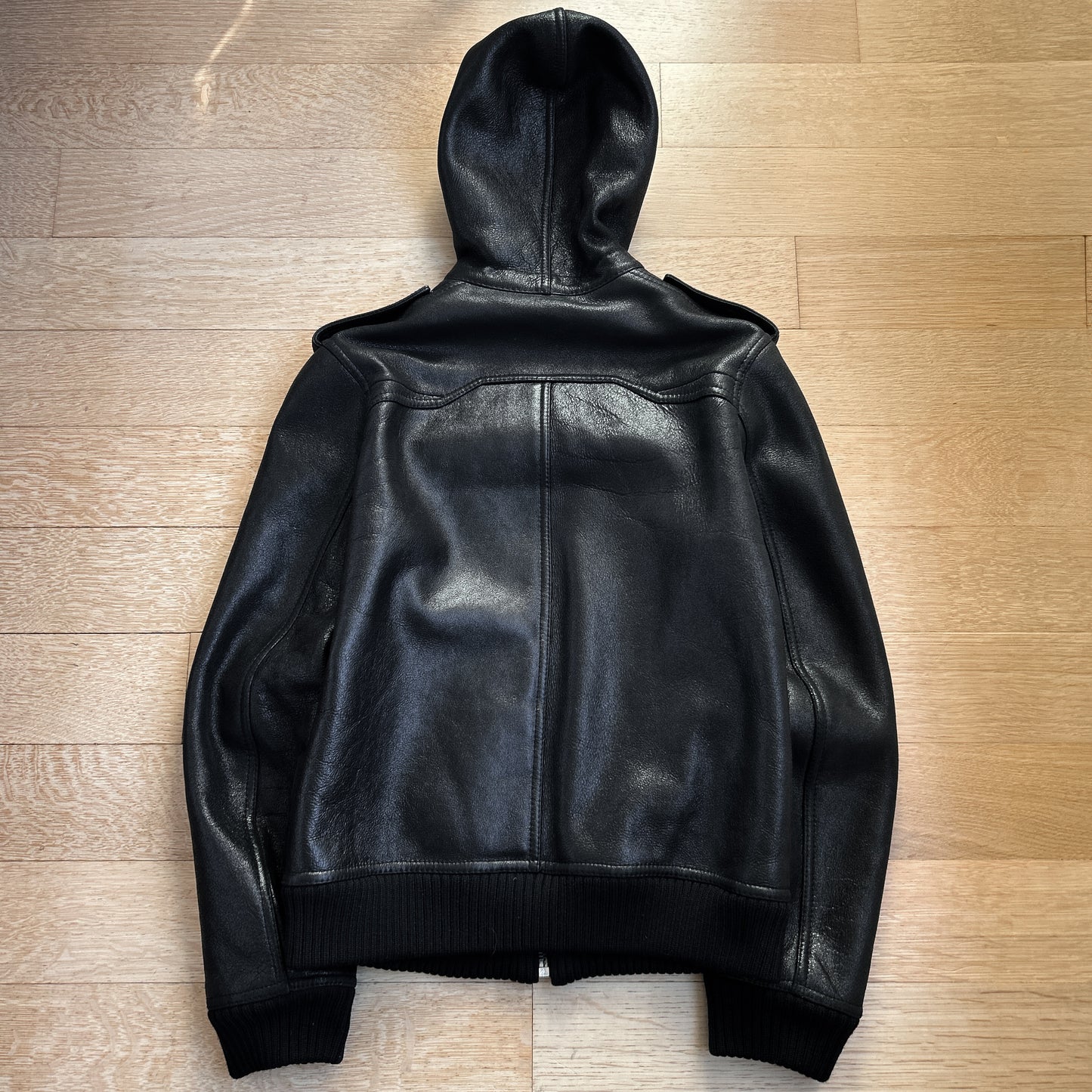 AW07 Dior Homme by Hedi Slimane Hooded Shearling Leather Jacket