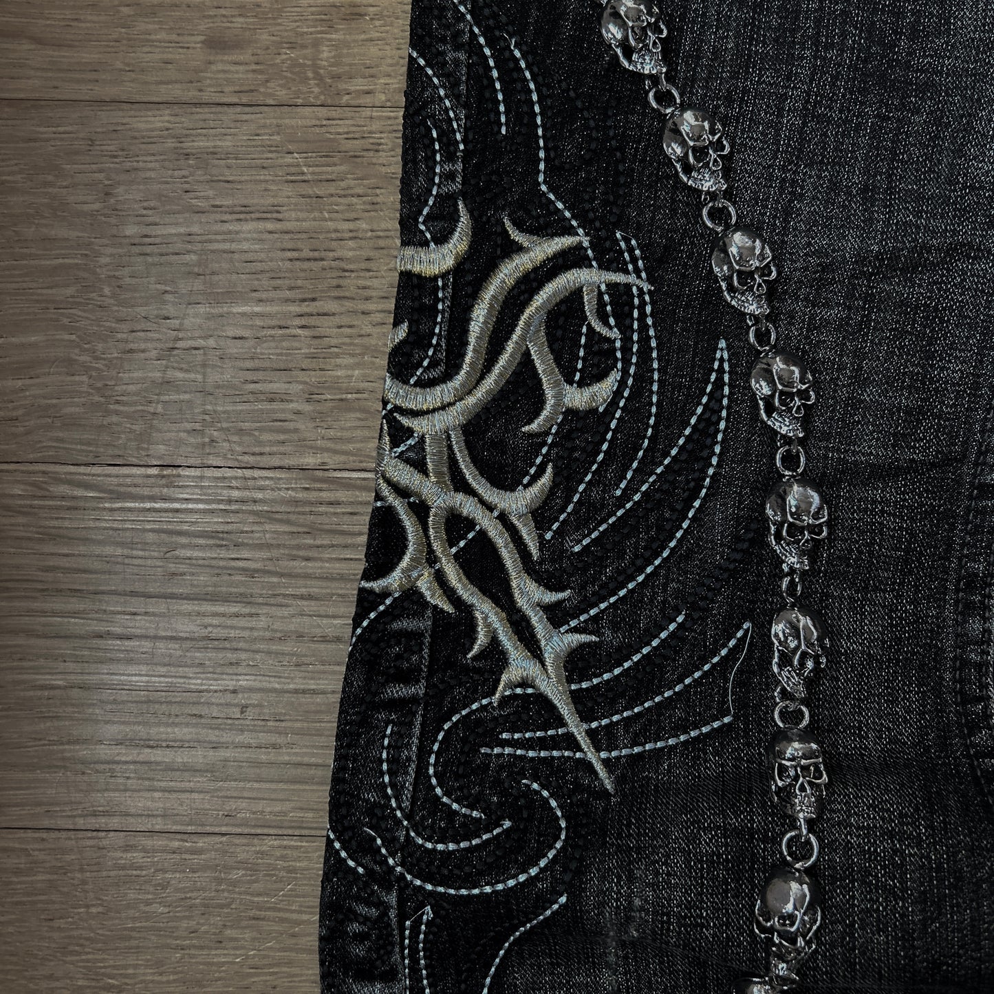 Tornado Mart “Scythe” Embroidered flared Jeans