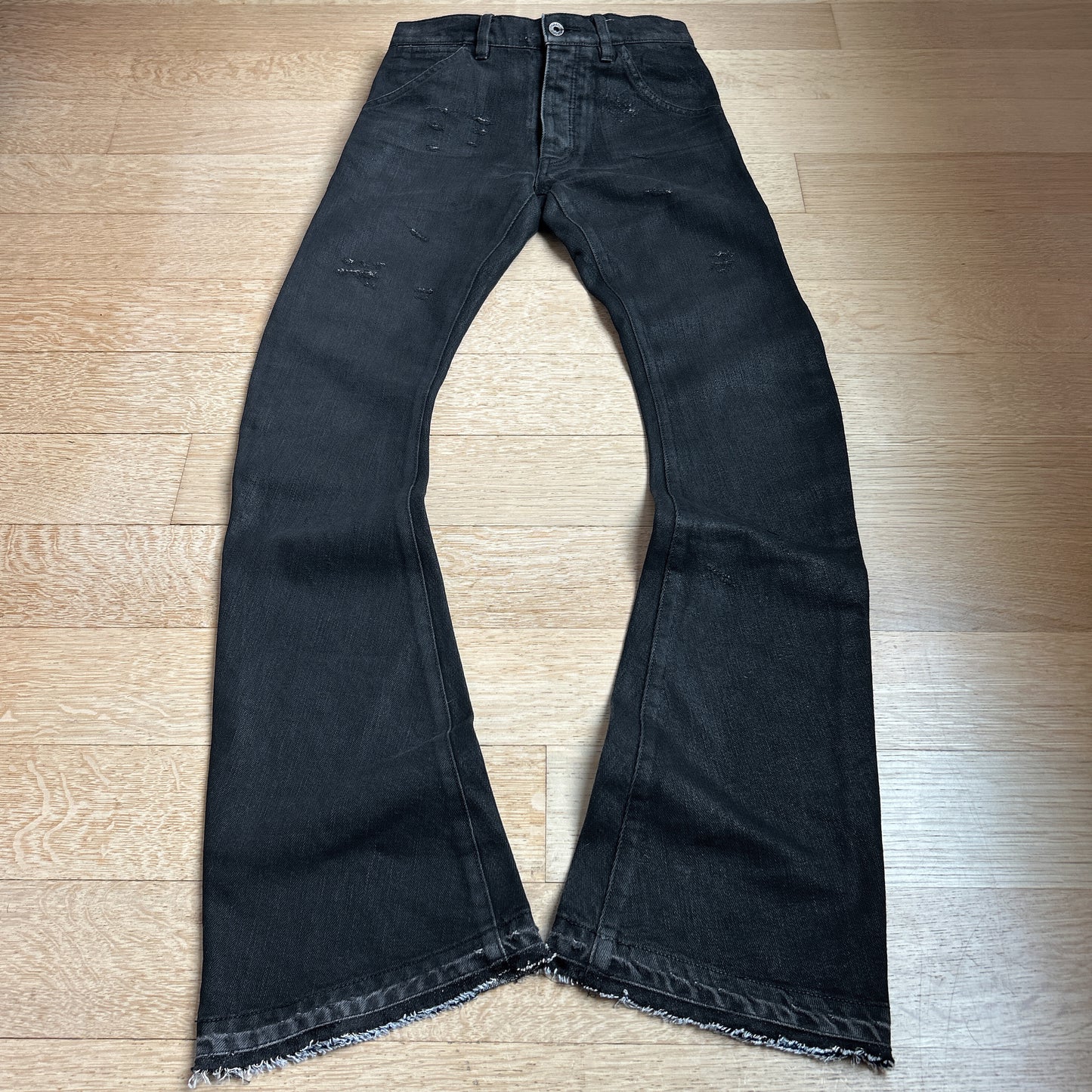 Attachment Black Bootcut Waxed Jeans