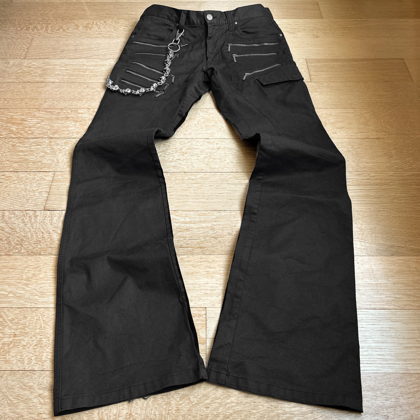 Tornado Mart Multipocket Black Bootcut Flared Jeans