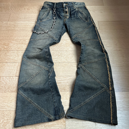 Tornado Mart Mud Wash “Patch” Flared Jeans