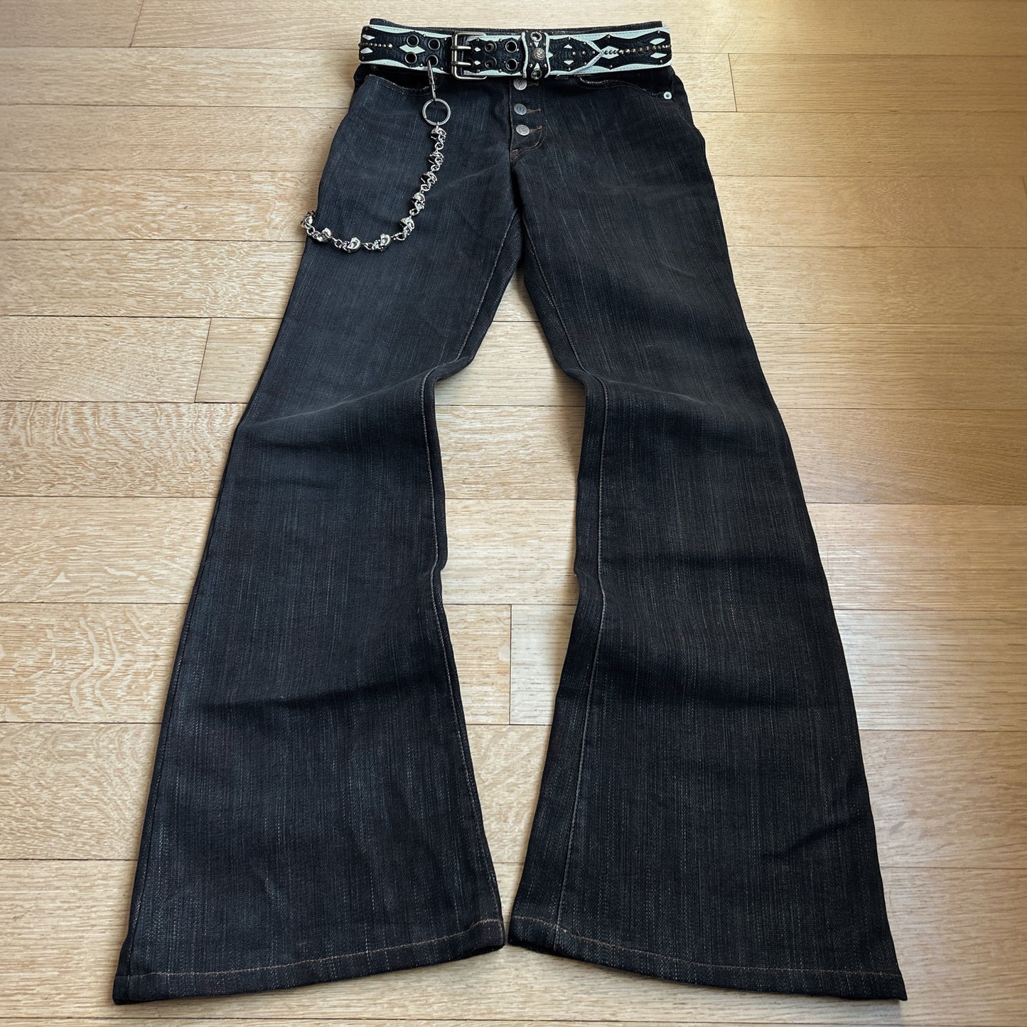 Tornado Mart Light Waxed Flared Jeans