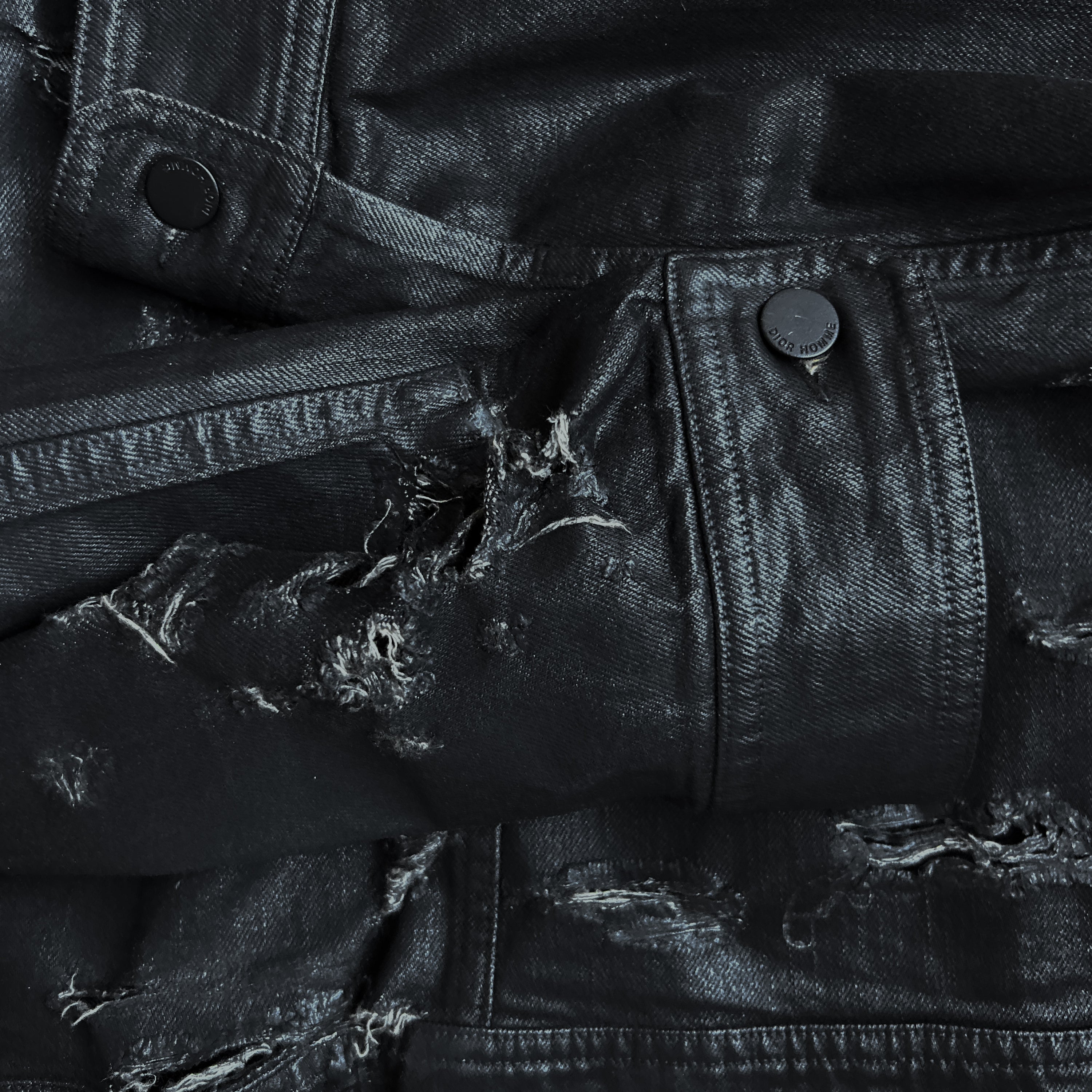 SS04 Dior by Hedi Slimane “Strip” Distressed Waxed Denim Jacket