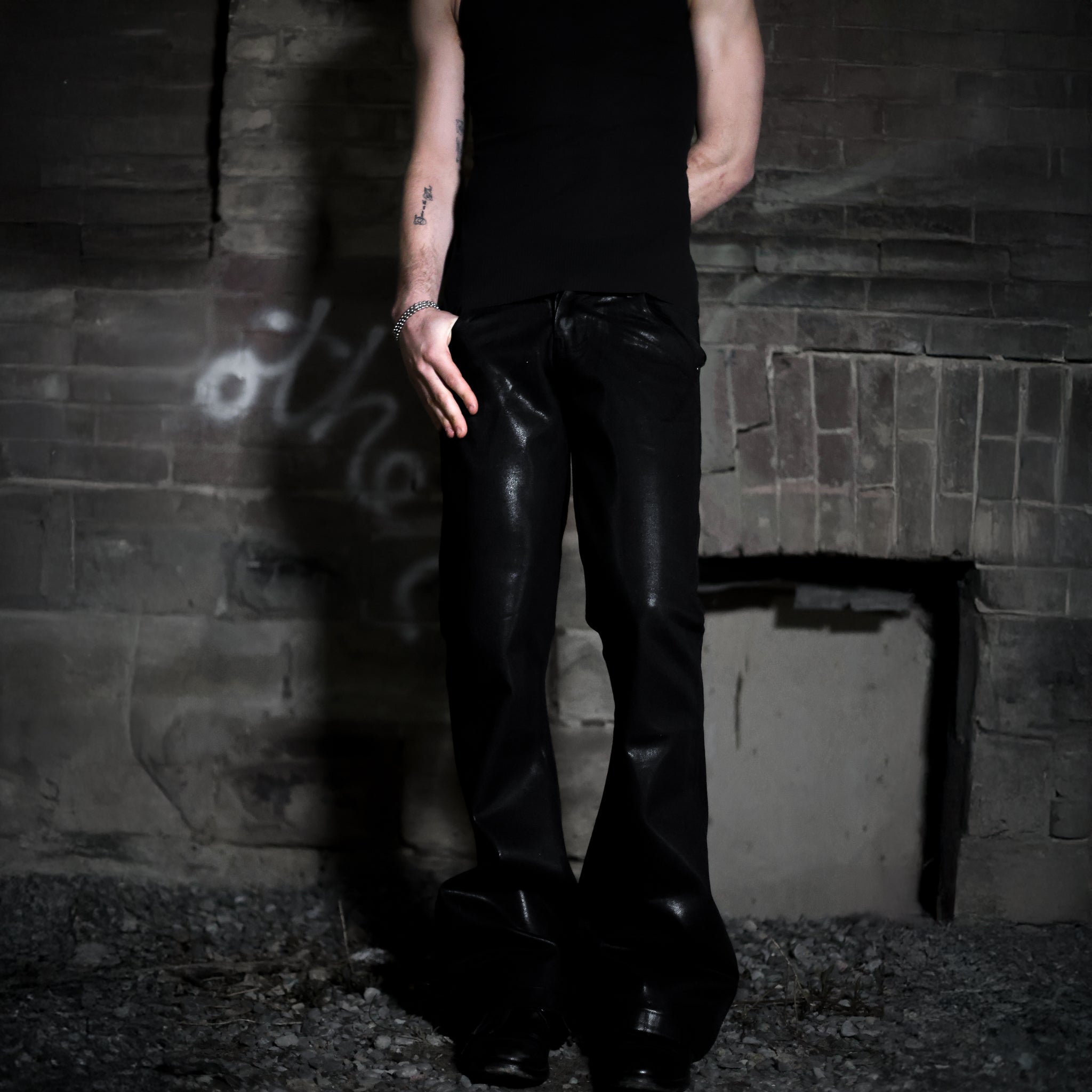 Icarus Waxed Flared Jeans