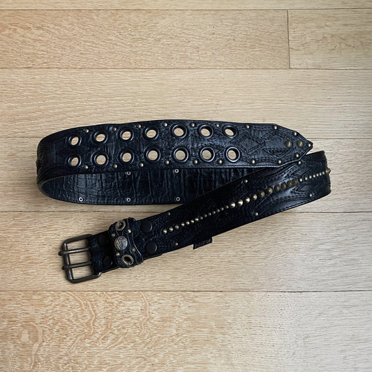 KMRii Cone Studded Snakeskin Belt