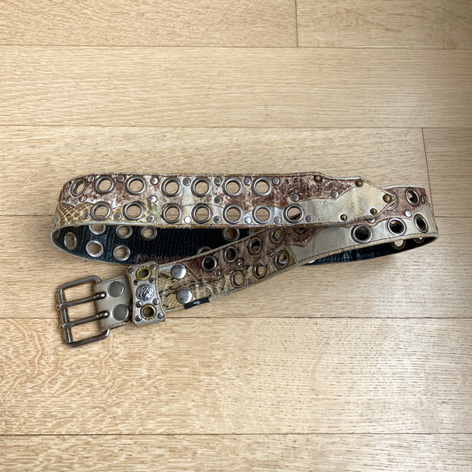 KMRii Snakeskin and Deerskin Grommet Belt